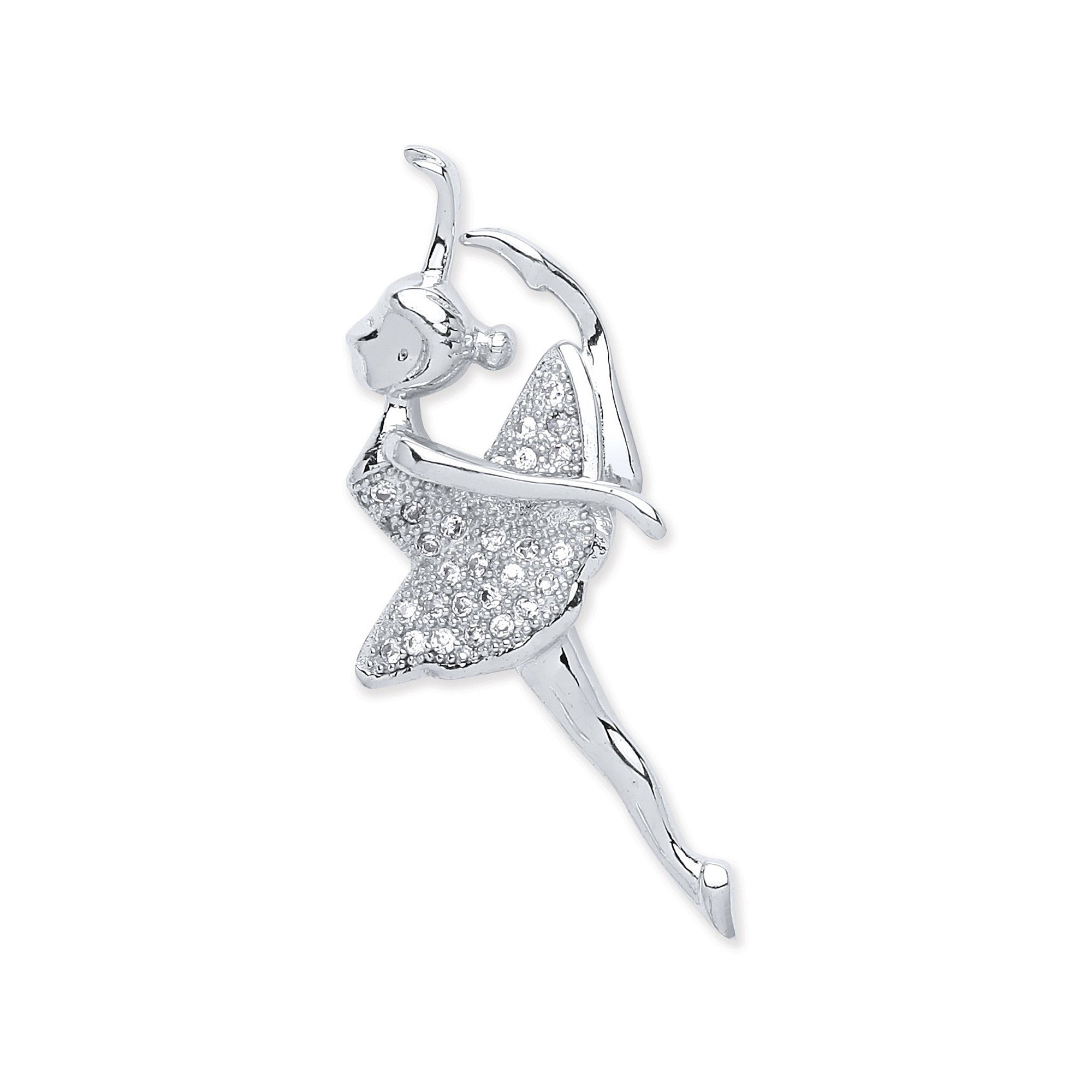 Silver Cubic Zirconia Ballerina Pendant - Silver