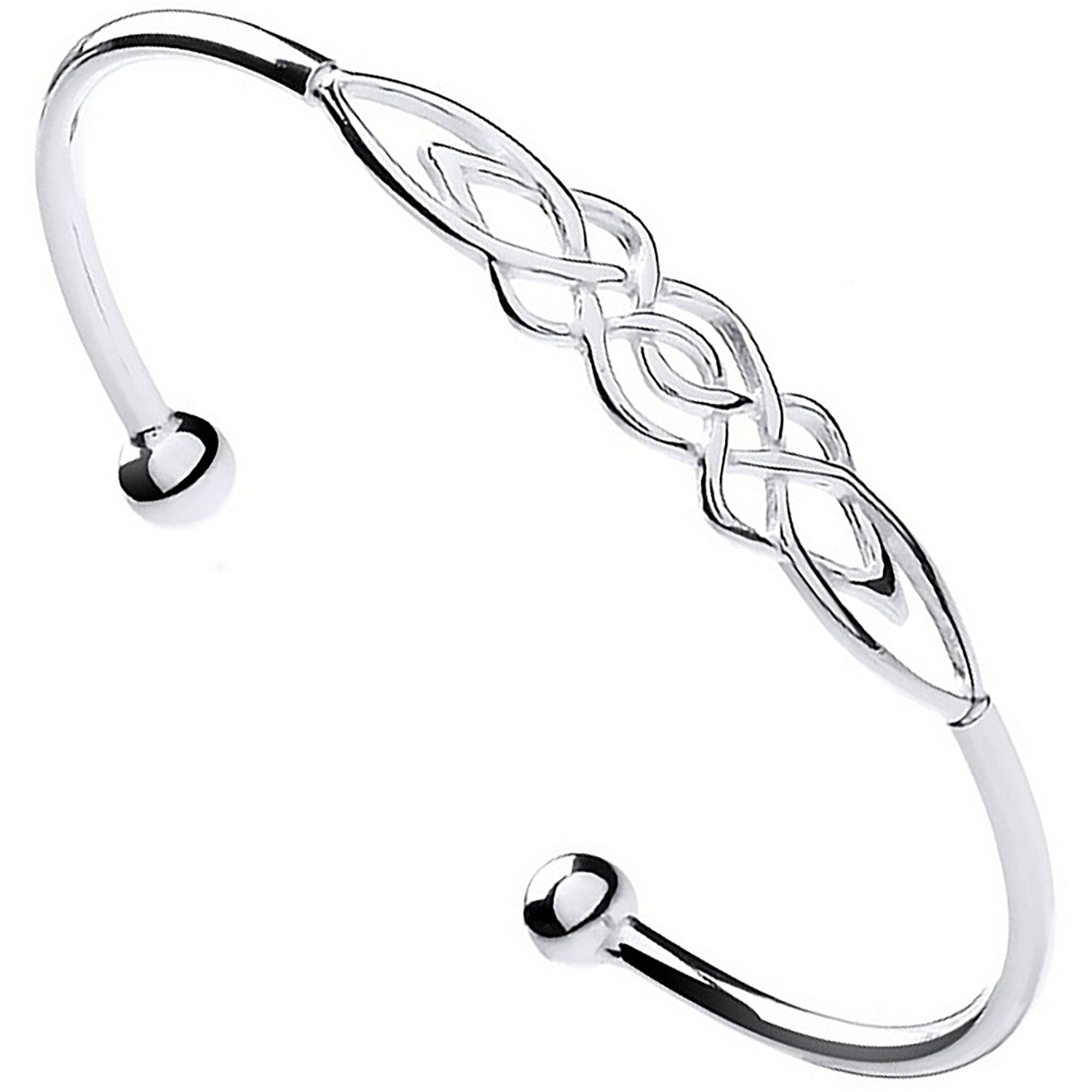 Silver Celtic Design Ladies Bangle - Silver