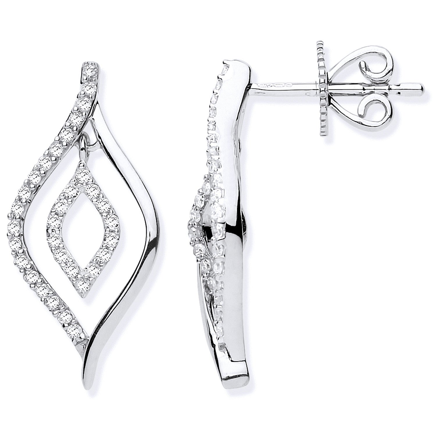 9ct White Gold 0.25ct Dia Drop Earrings - 9ct Gold