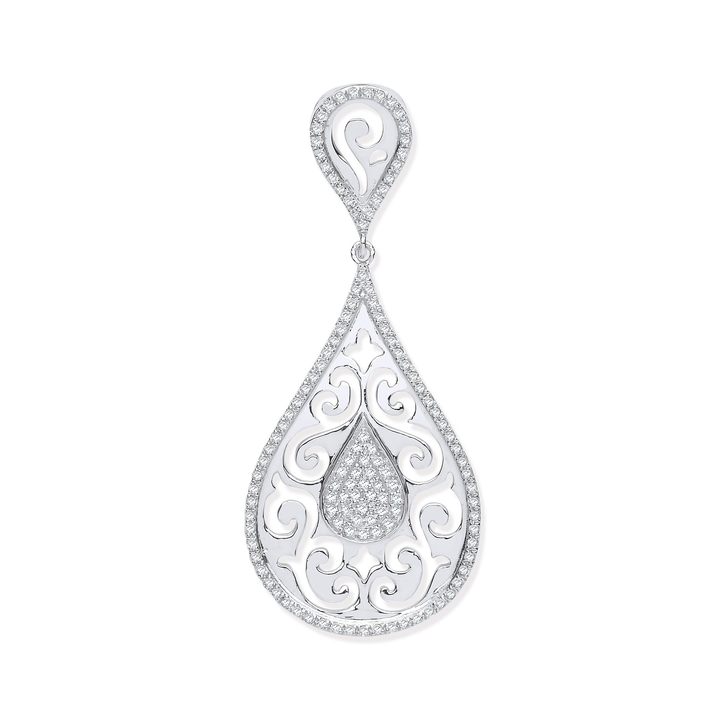 9ct White Gold 0.25ct Pear Shaped Diamond Pendant - 9ct Gold