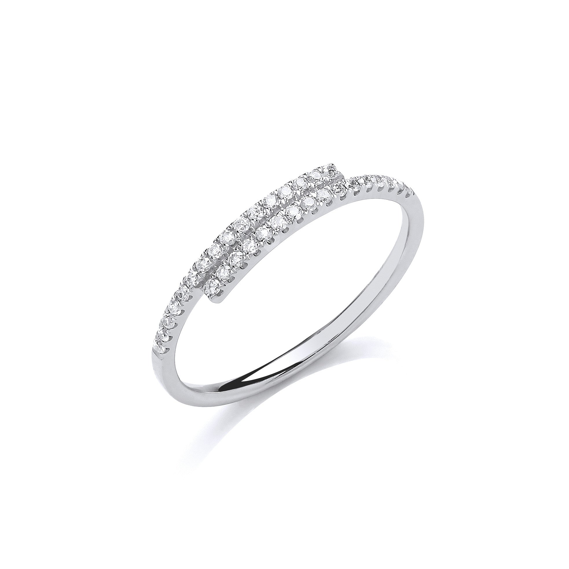 9ct White Gold 0.16ct Crossover Dress Ring - 9ct Gold