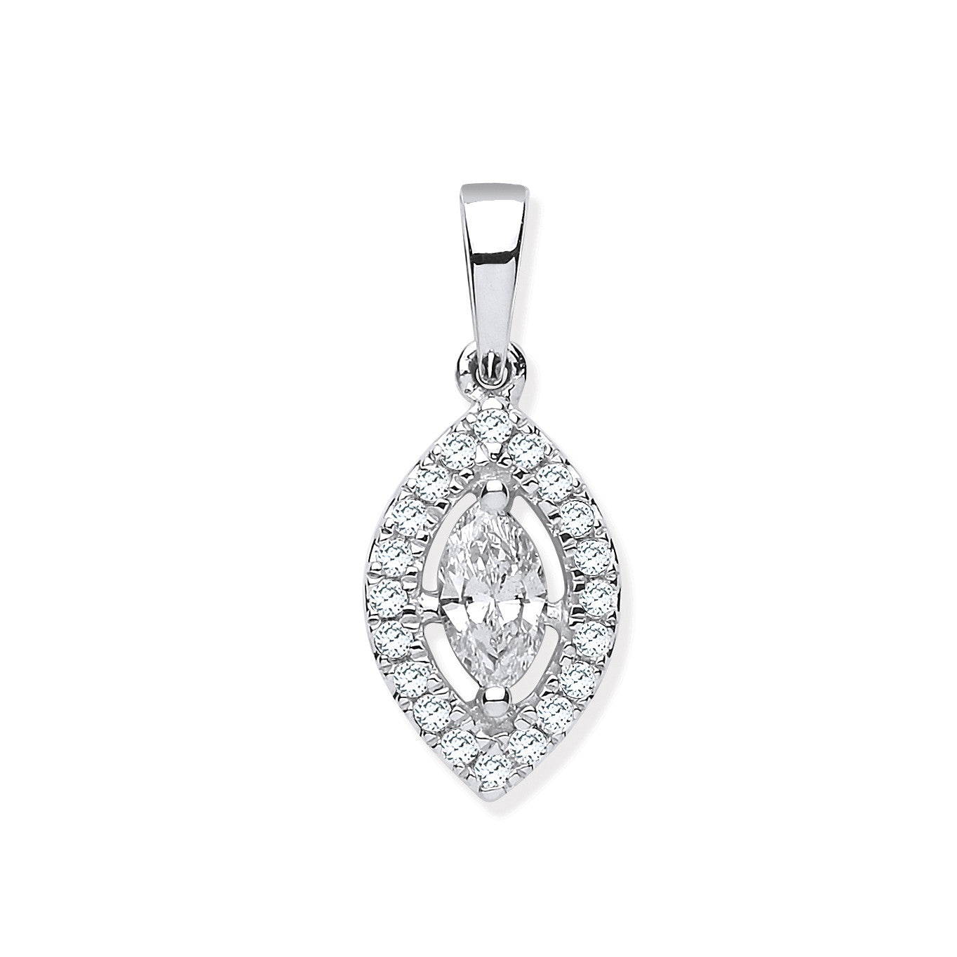 18ct White Gold 0.40ct Marquise Shaped Diamond Pendant - 18ct Gold