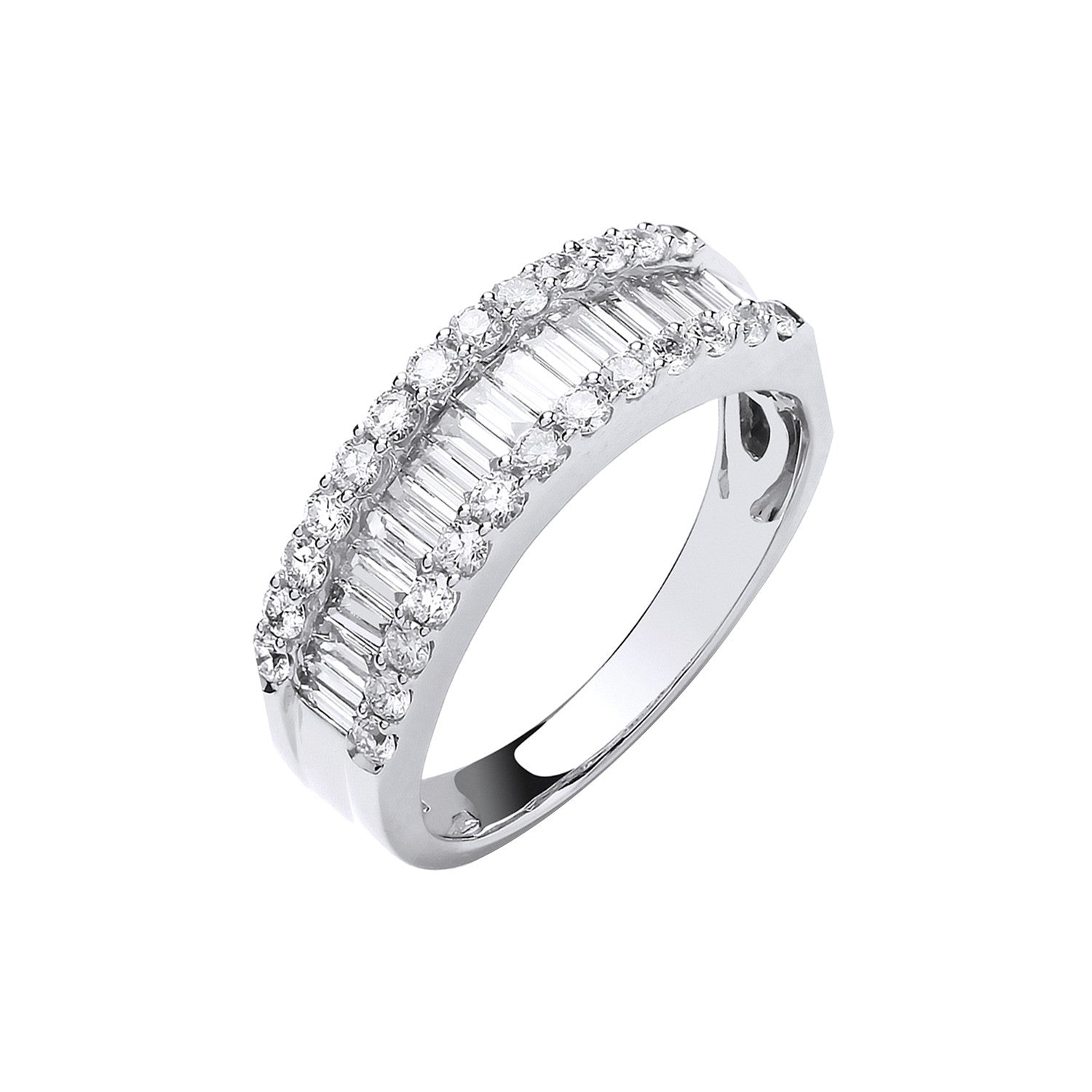18ct White Gold 1.00ct Baguette & Brilliant Cut Diamond ET Ring - 18ct Gold