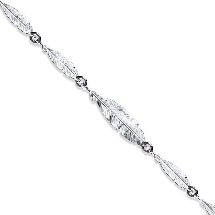 Silver Feather Ladies Bracelet - Silver