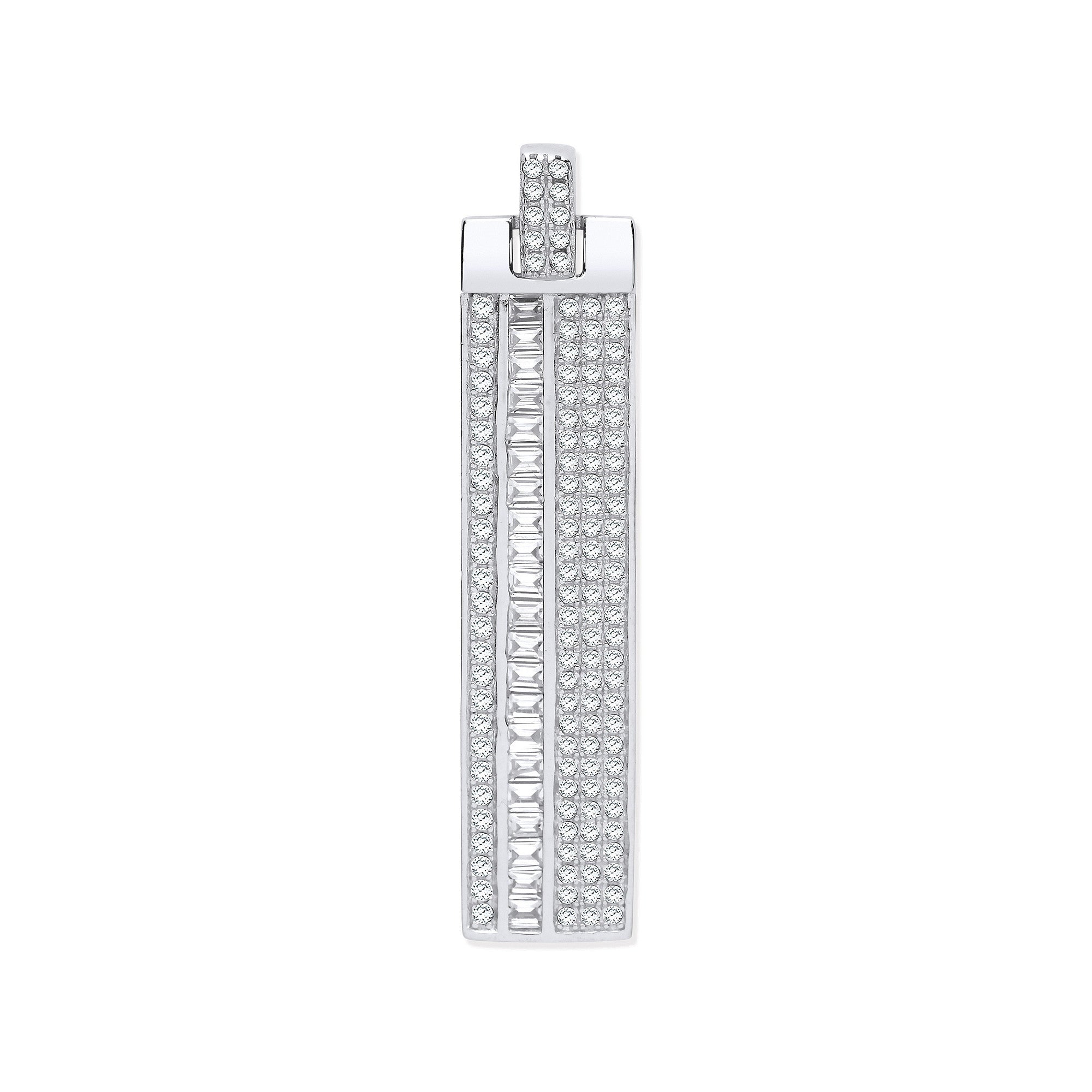 Silver Cubic Zirconia Tag Pendant - Silver