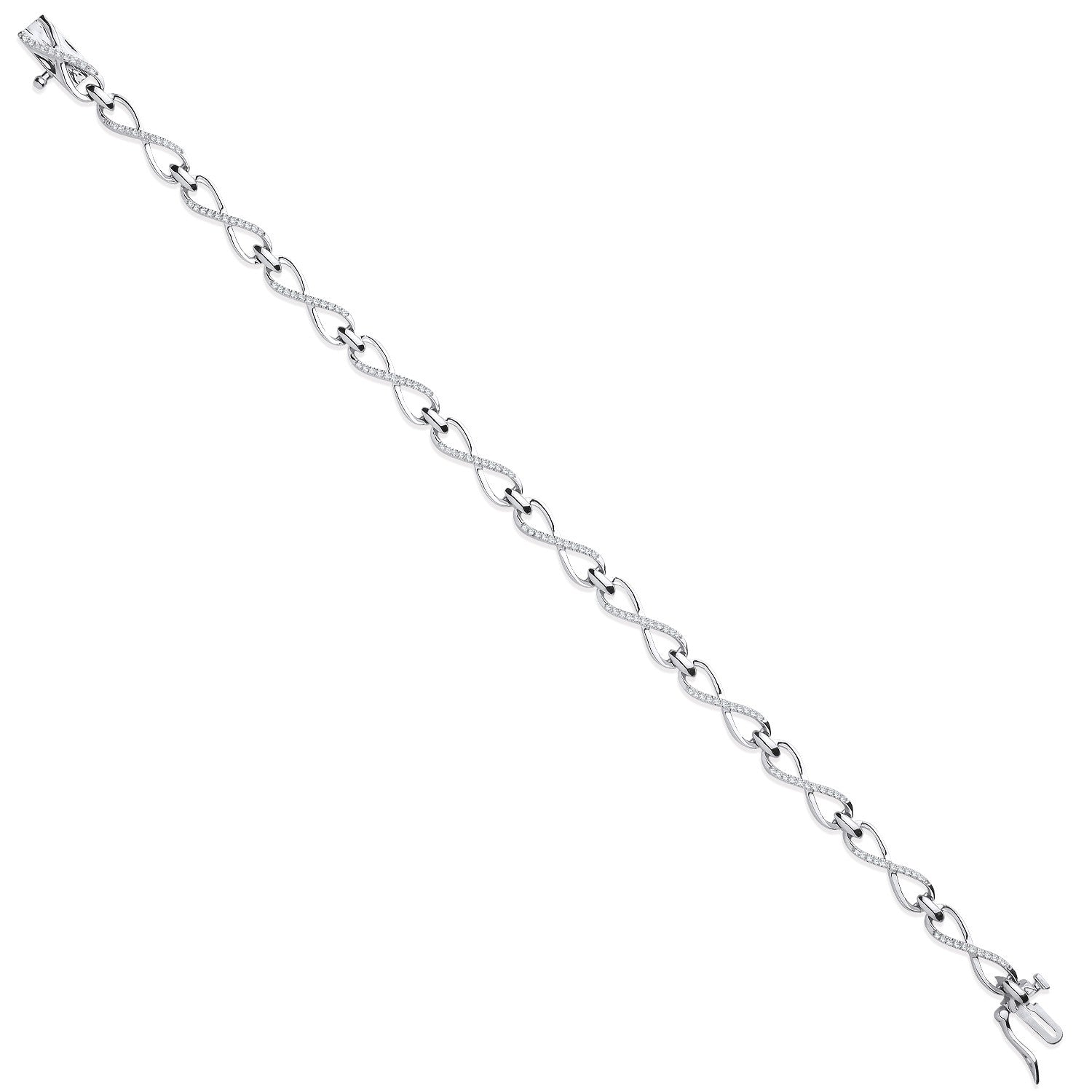9ct White Gold 0.25ct Diamond Infinity Link Bracelet - 9ct Gold