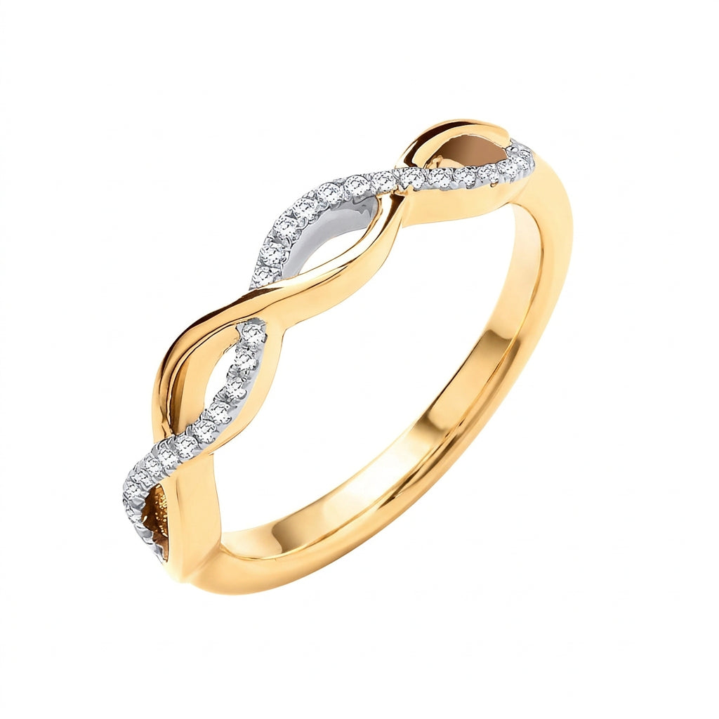 9ct Yellow Gold 0.10ctw Entwined Diamond Ring