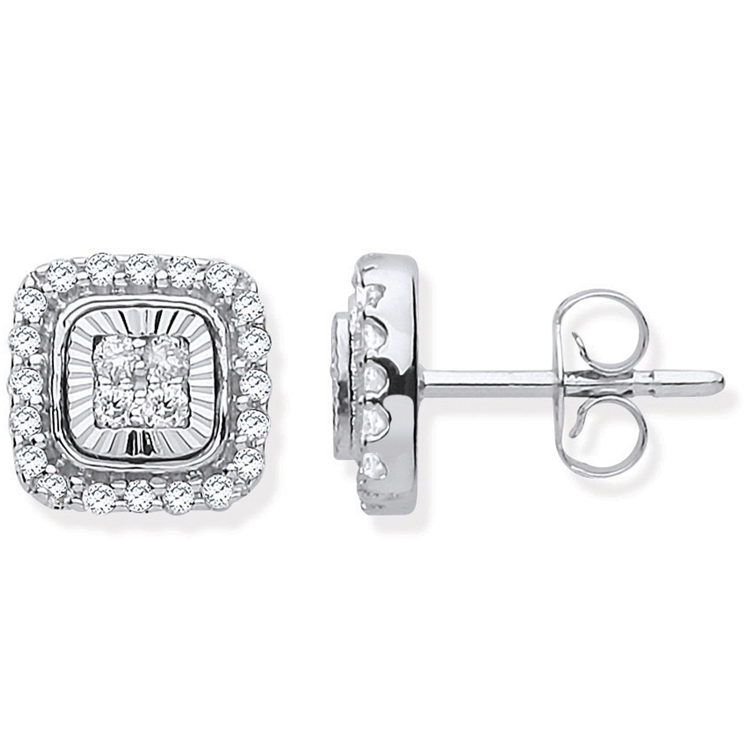 9ct Diamond Milled Bezel 0.33ctw Diamond Earrings - 9ct Gold