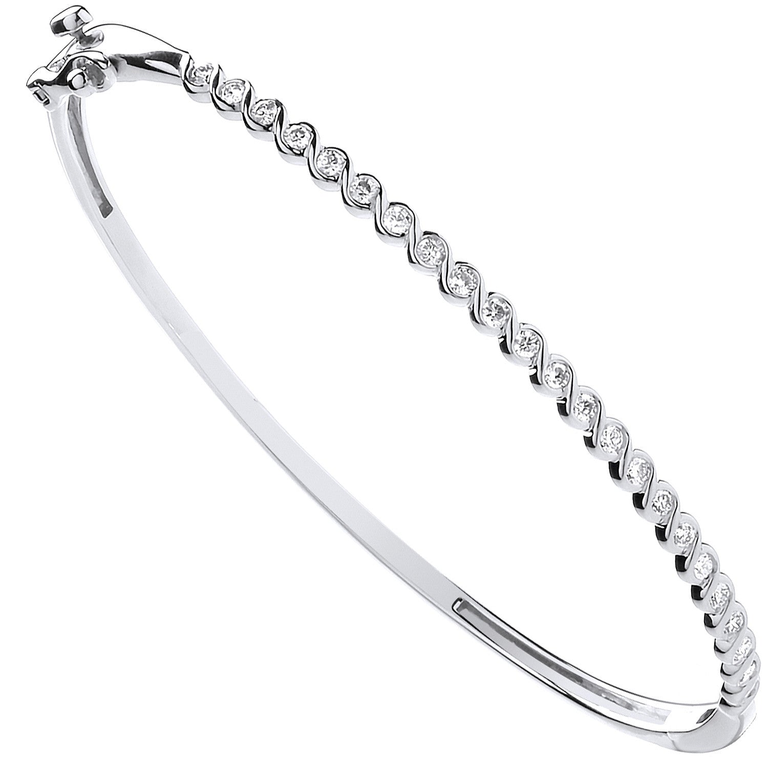 9ct White Gold 0.50ctw Ladies Diamond Bangle - 9ct Gold