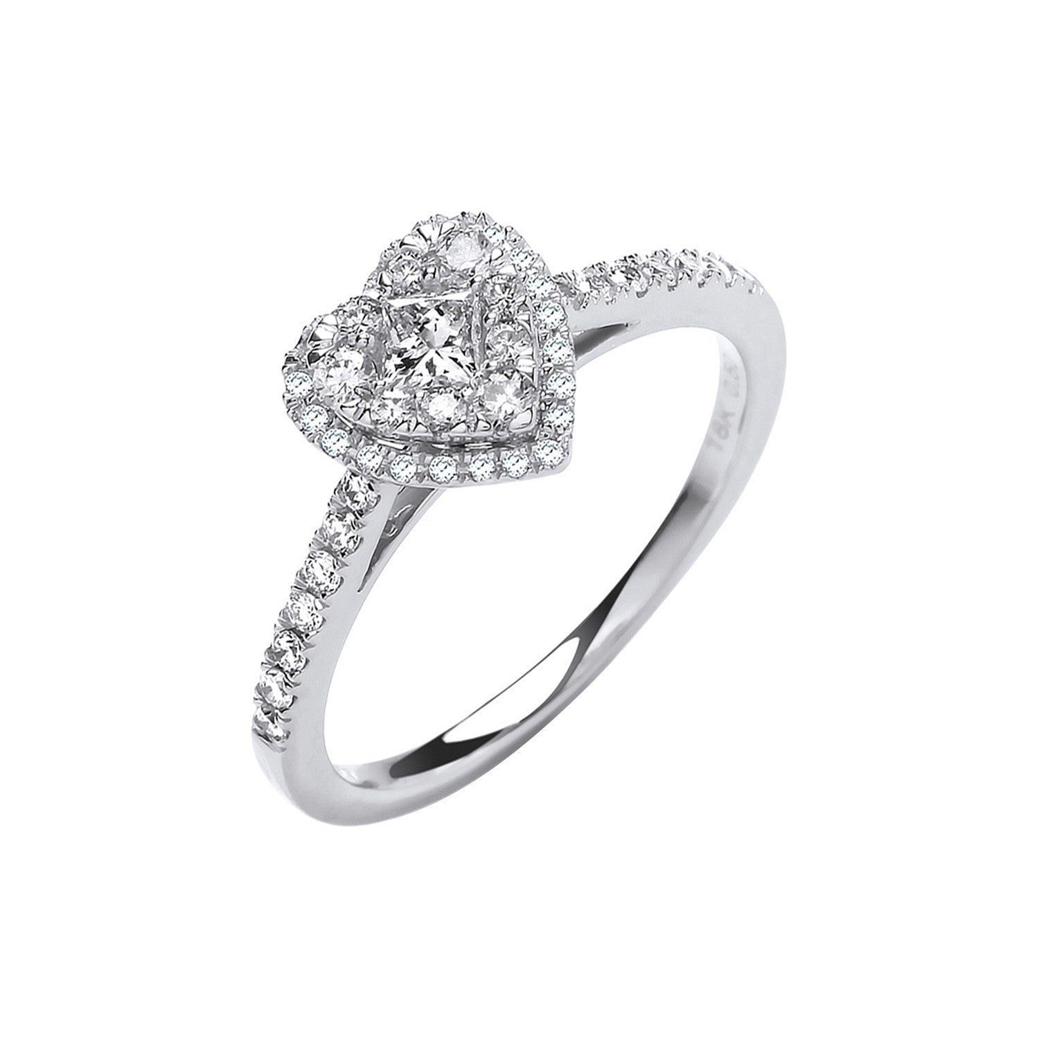 18ct Heart Shaped 0.50ctw Dress Ring. - 18ct Gold