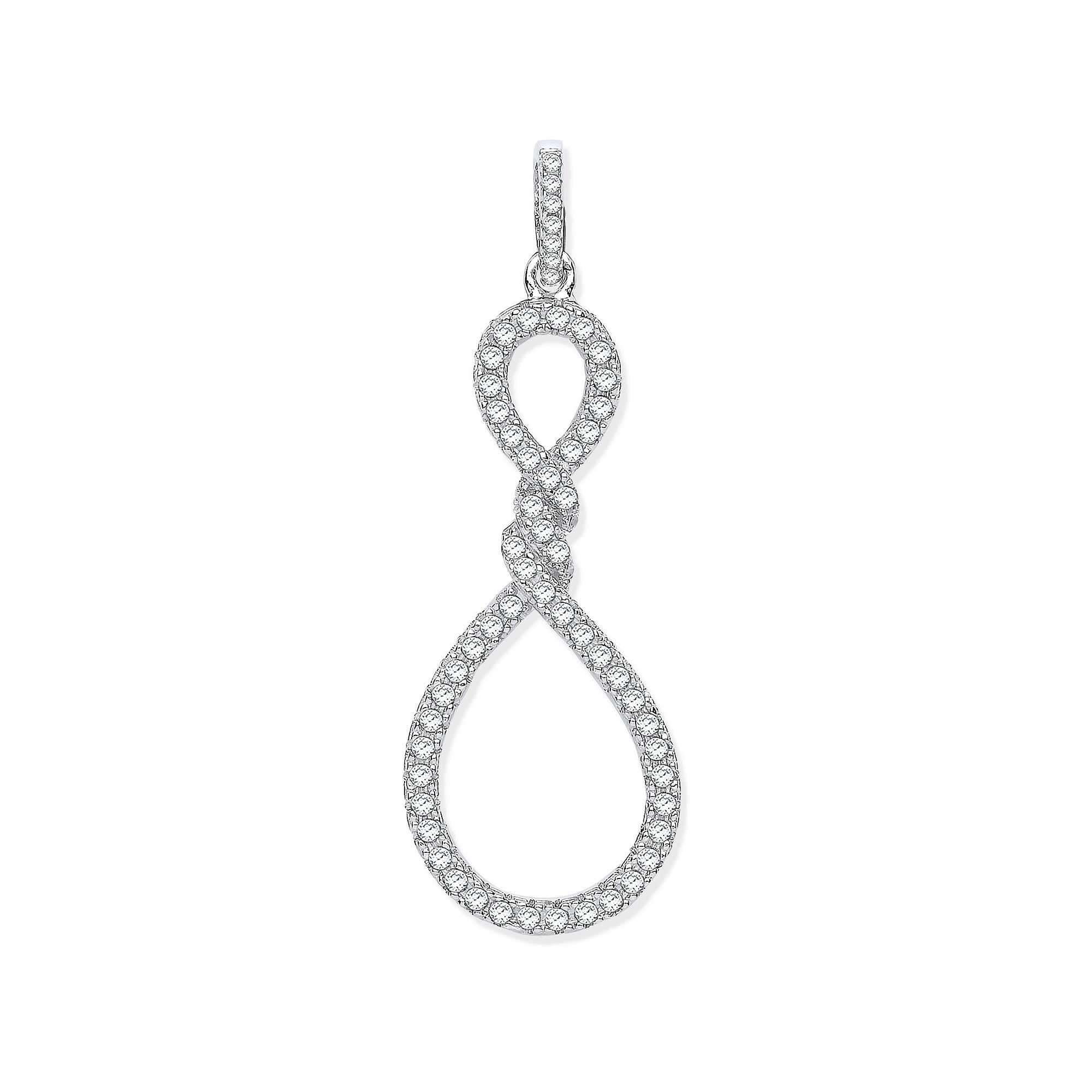 Silver Teardrop Twist Cubic Zirconia Pendant - Silver