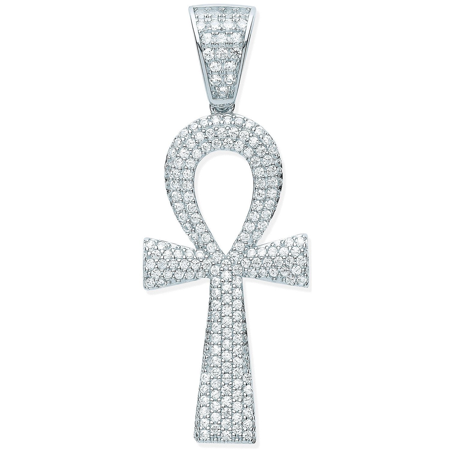 Silver CZ Ankh Cross - Key of Life