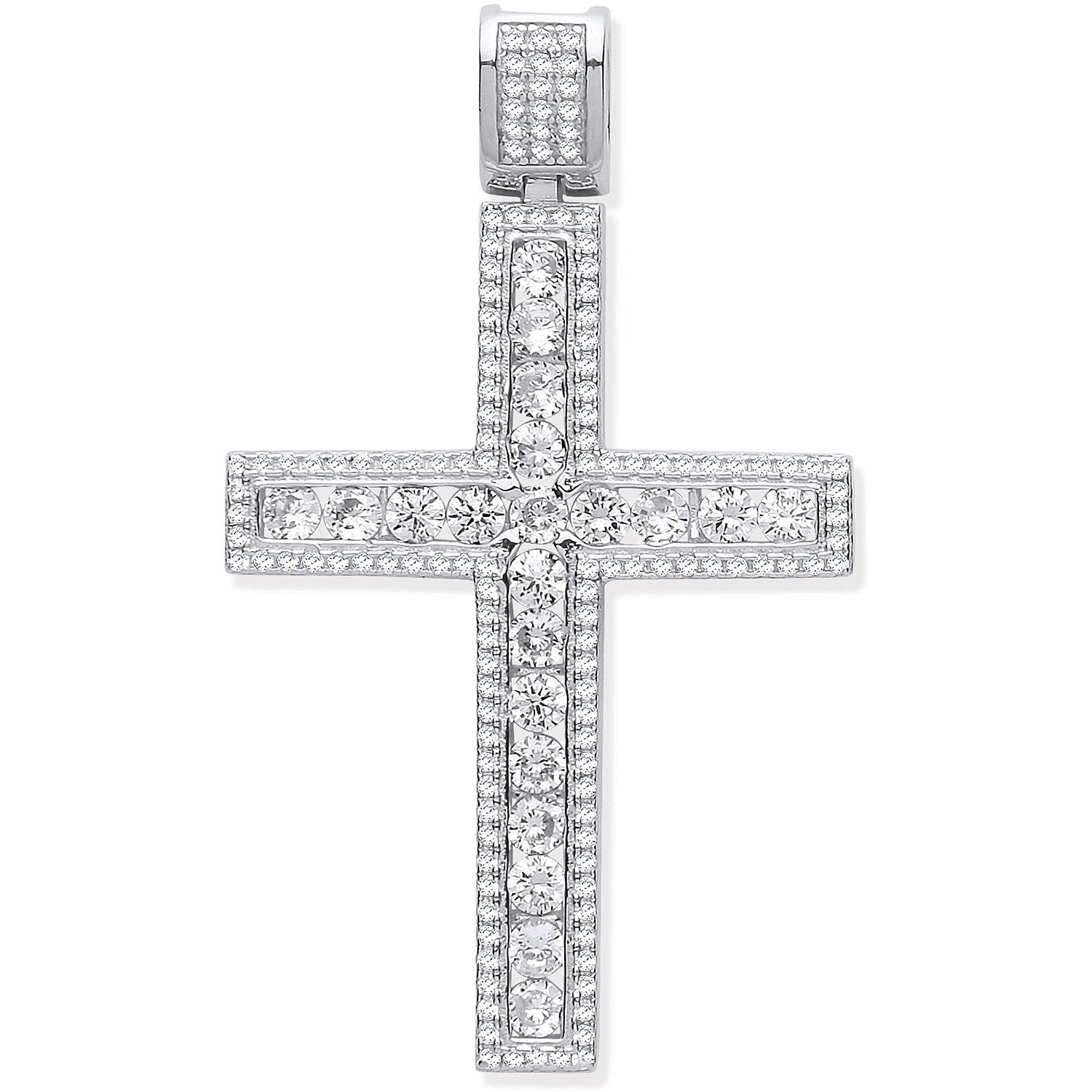 Silver Cubic Zirconia Fancy Cross - Silver