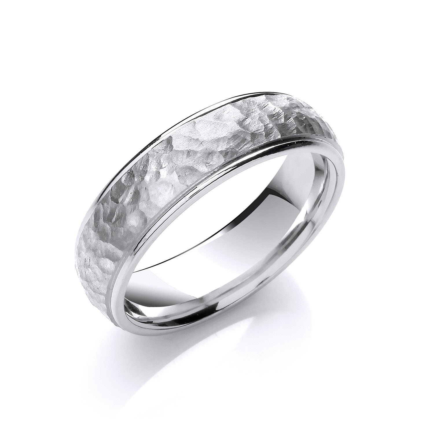 6mm Court Hammered Style & Polished Edges Matt Centre - Palladium 950