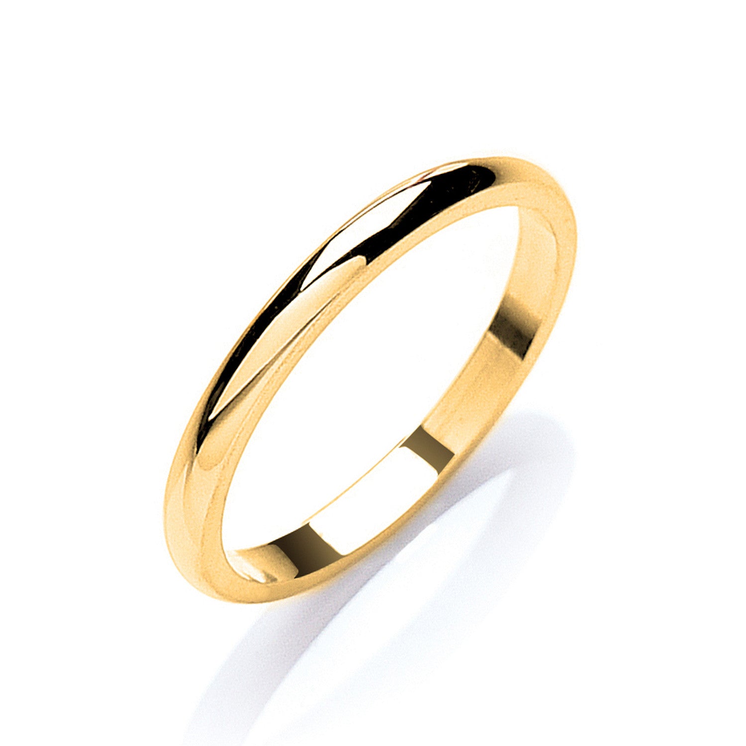 2mm Plain D Shape Wedding Band - 18ct Gold