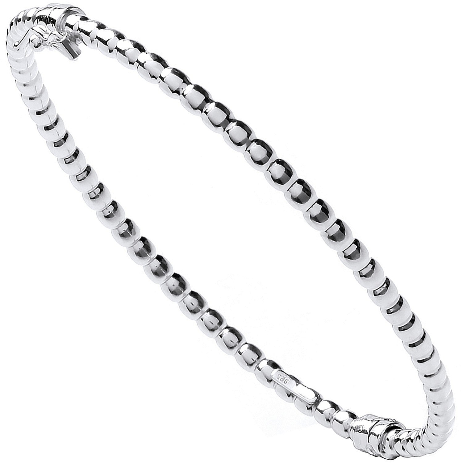 Silver Bead Ladies Bangle - Silver
