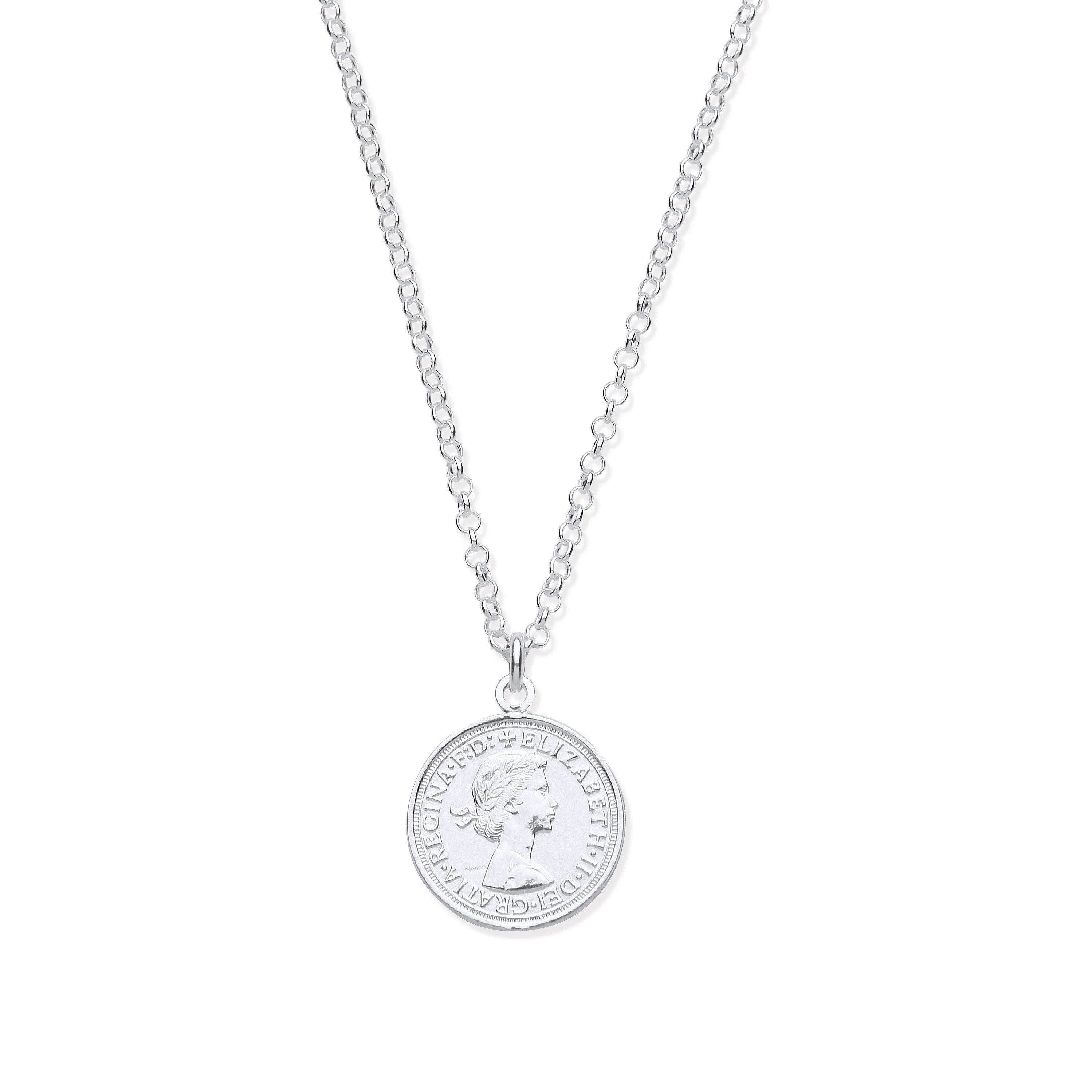 Silver Coin Pendant 17" Necklace - Silver