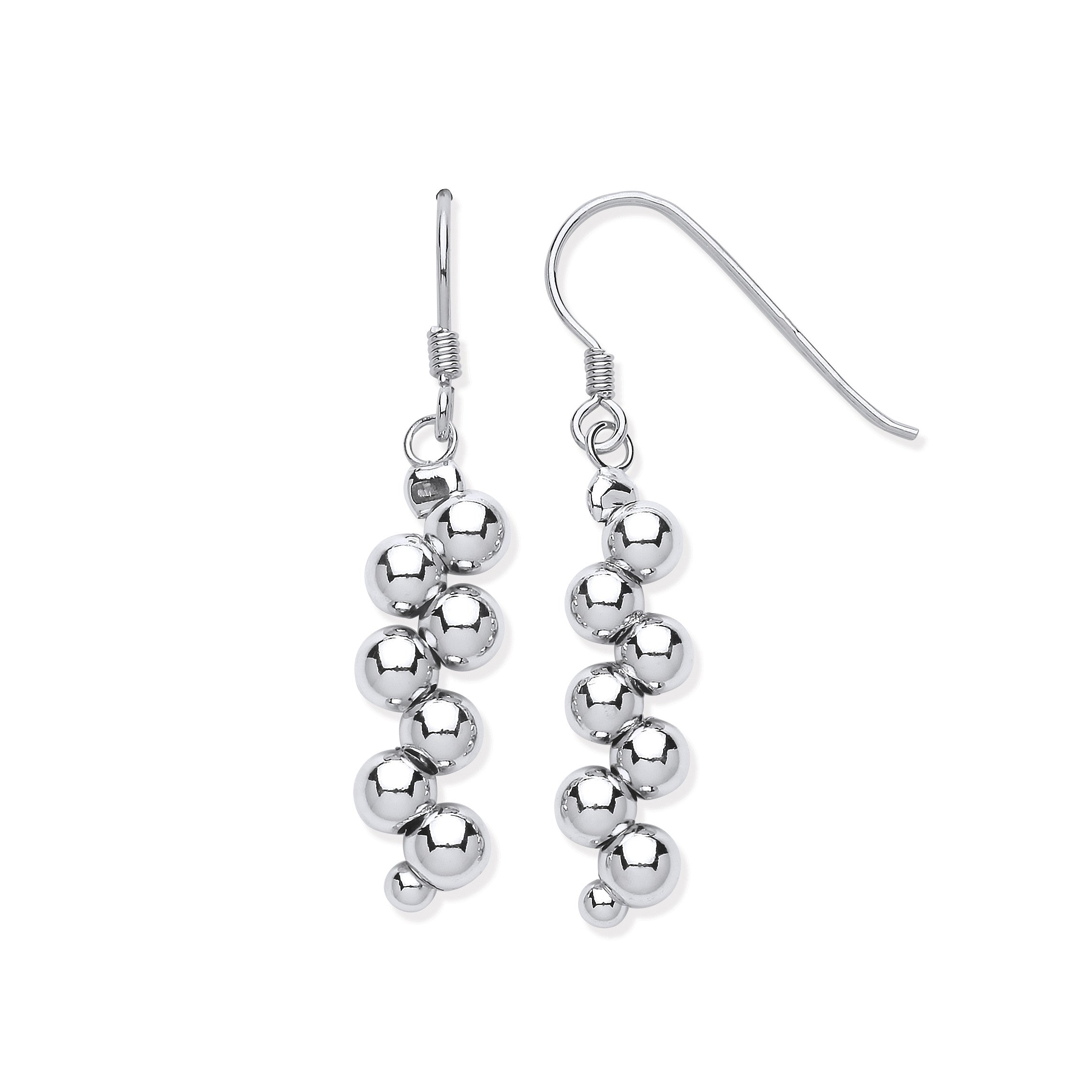 Silver Cluster Bead Balls Drop Earrings - Silver