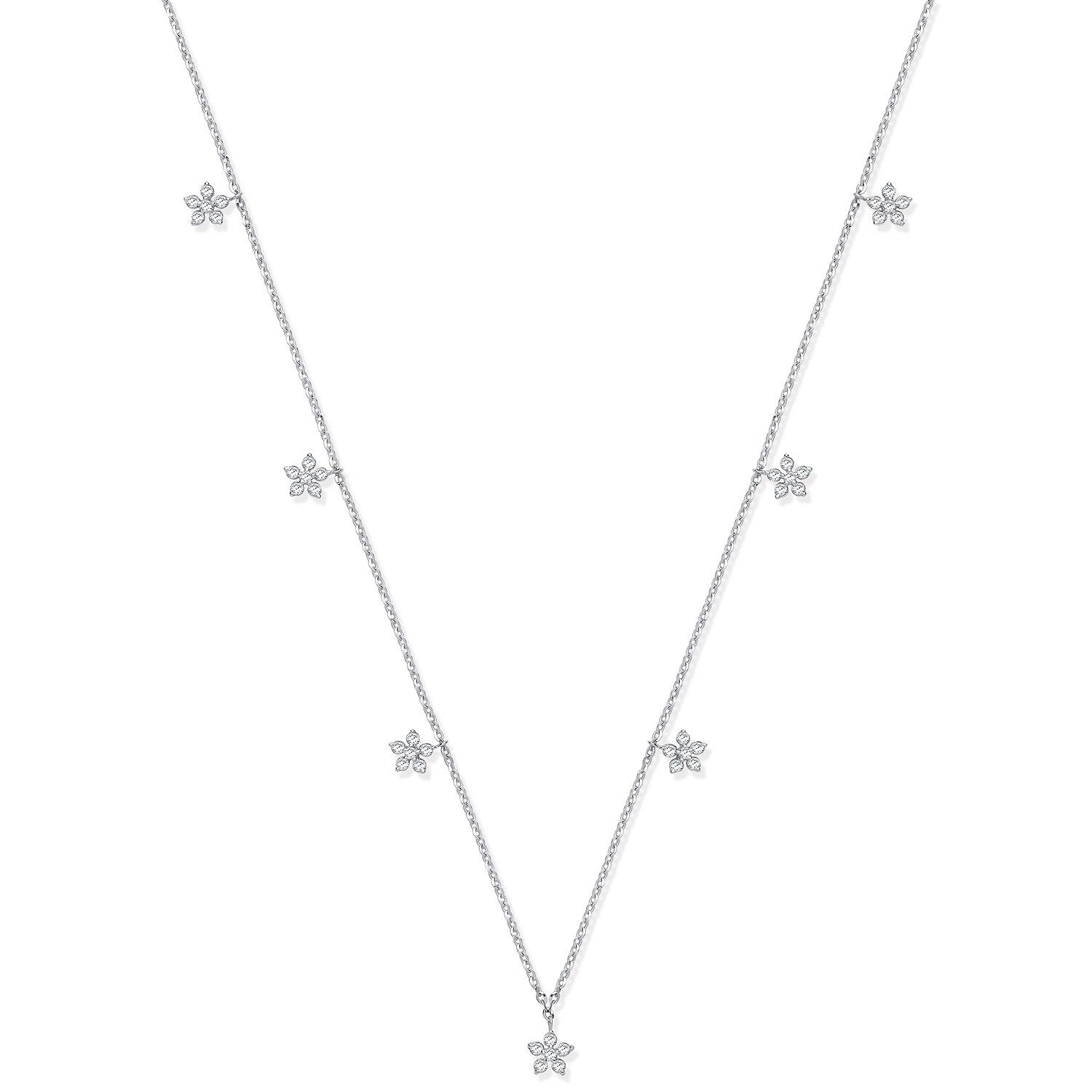 9ct WG 0.27ctw 7 Florets Pendant (18in/45cm) Chain
