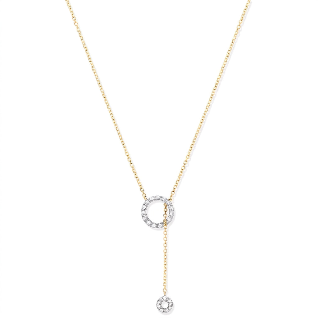 9ct Yellow Gold 0.09ctw Tassel Through Circle of Life Pendant (18in/45cm) Chain