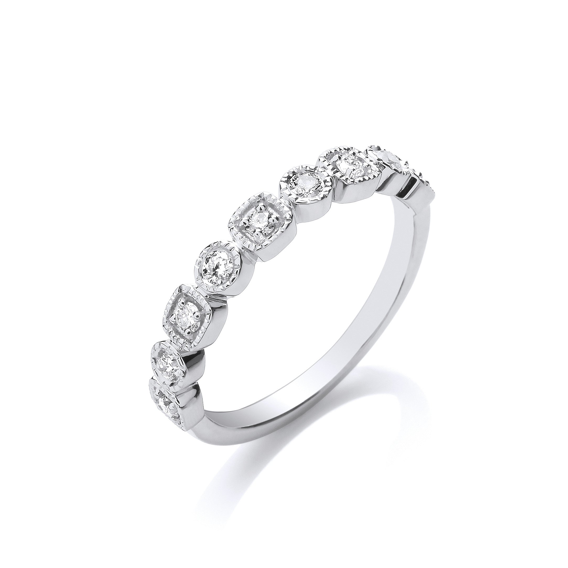 9ct White Gold Half Eternity 0.25ctw Diamond Ring - 9ct Gold