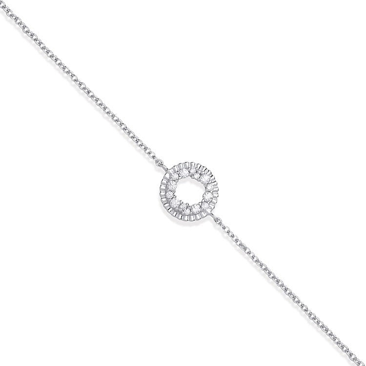Silver Cubic Zirconia Circle of Life Ladies Bracelet - Silver