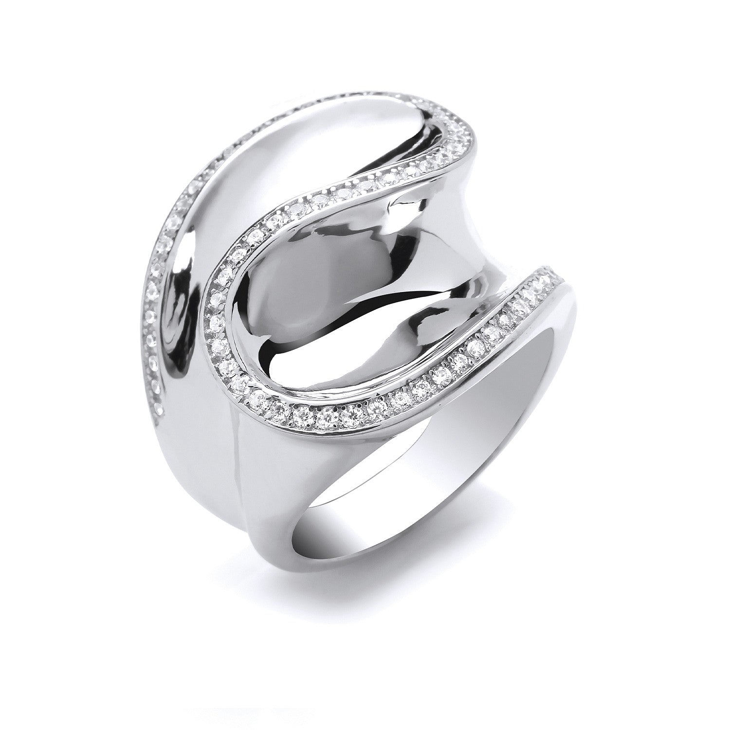 Silver Cubic Zirconia Frill Ring - Silver
