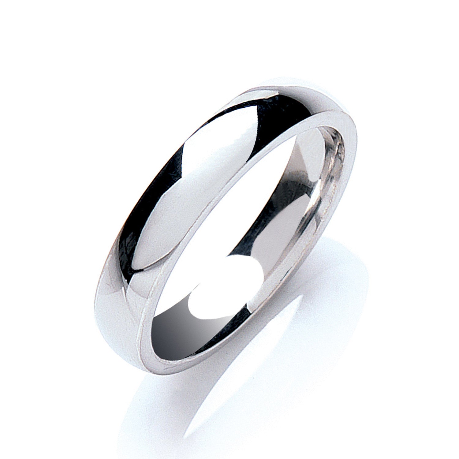 Silver 4mm Court Shape Plain Band - Silver