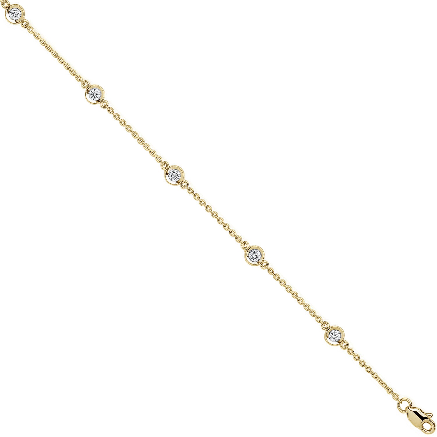 18ct Yellow Gold 0.40ct Diamond by the yard Rubover Bracelet - 18ct Gold