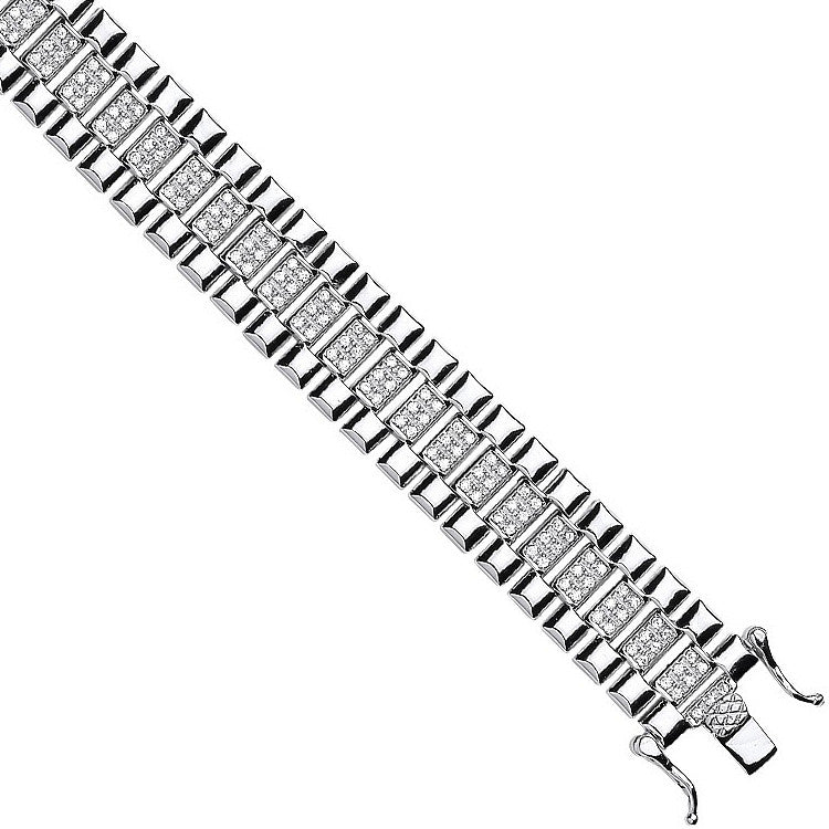 Silver 12mm Fancy Cubic Zirconia Link Baby/Ladies Bracelet - Silver