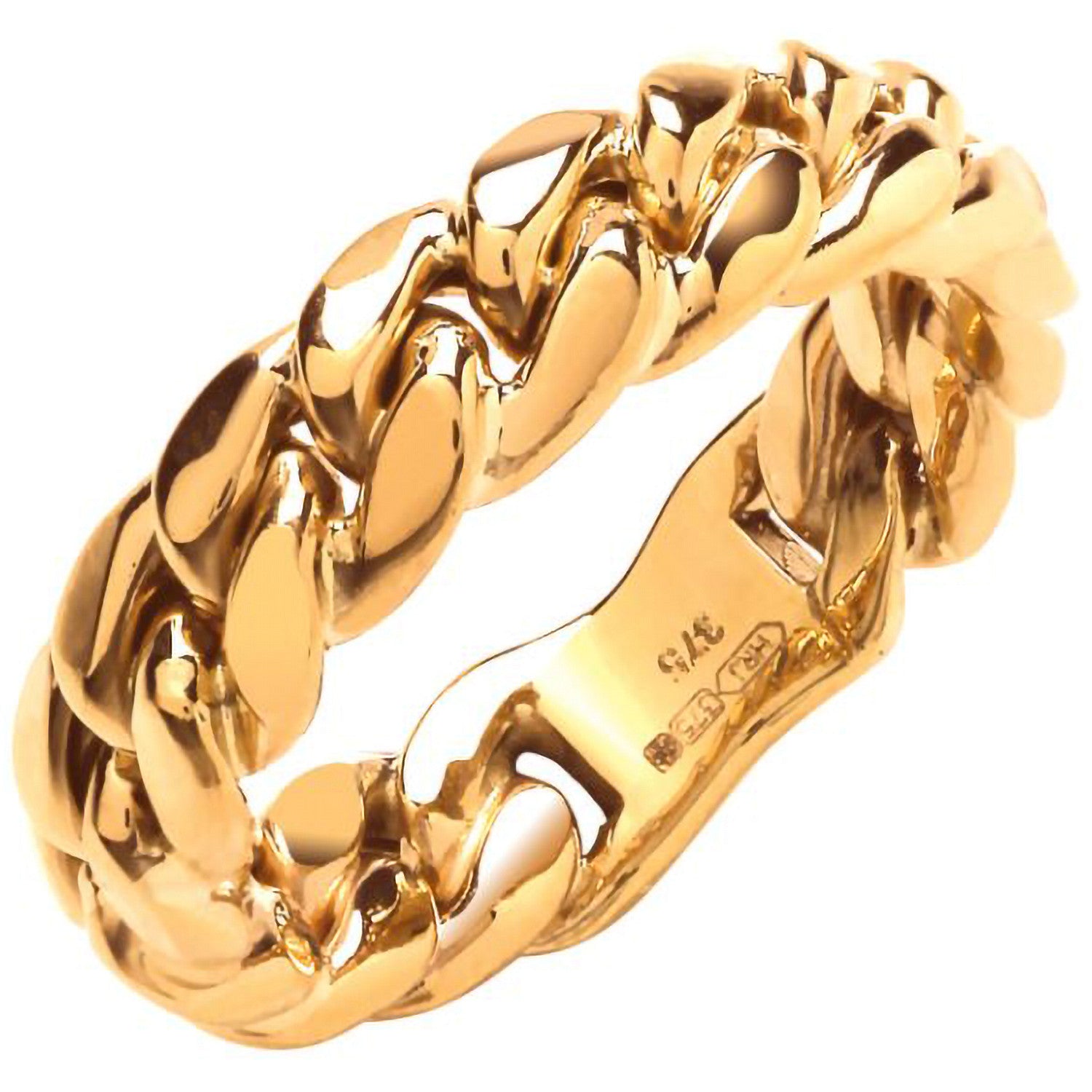 Yellow Gold Curb Link Gents Ring - 9ct Gold