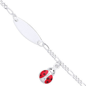 Silver Ladybird Charm & ID Baby Bracelet - Silver