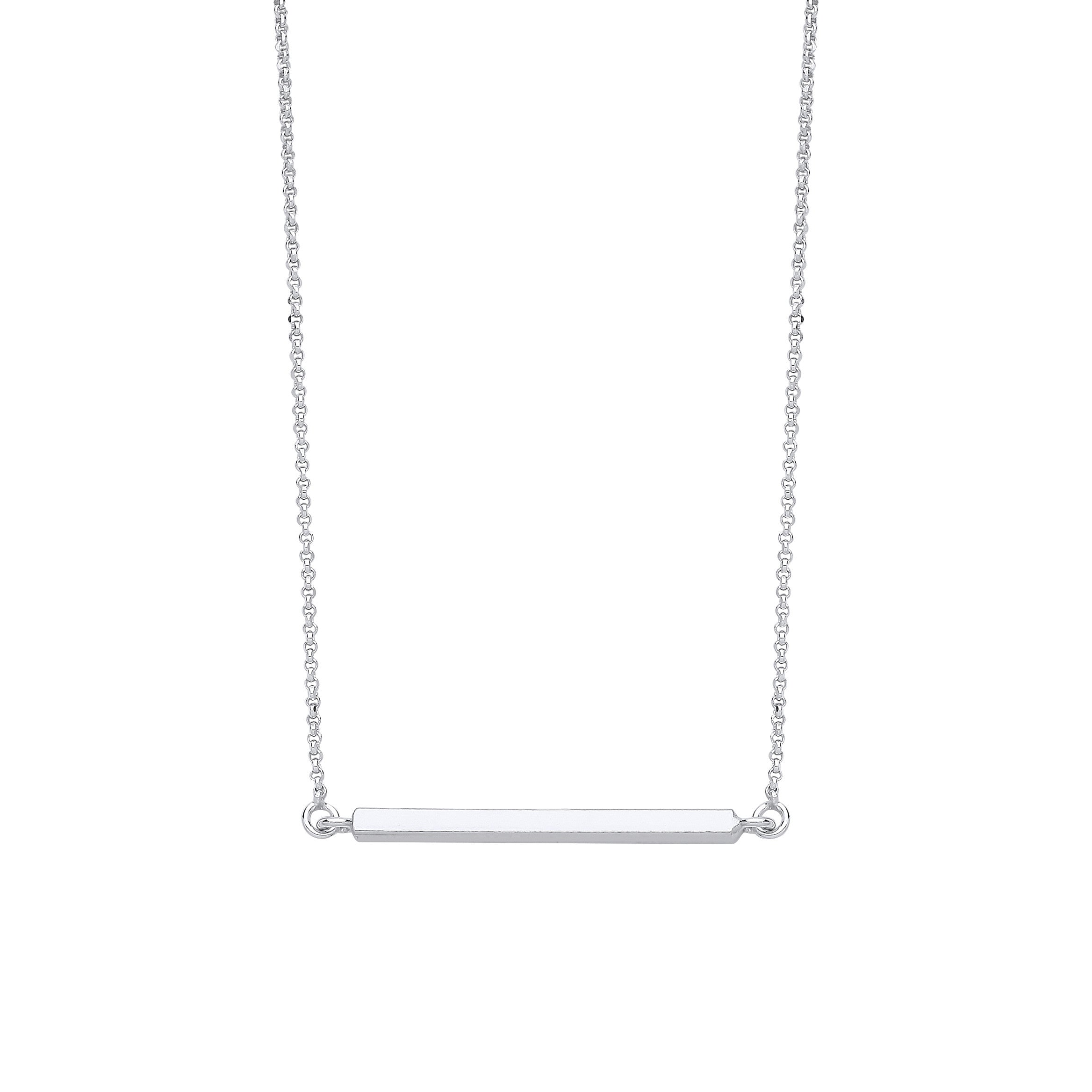 Silver Square Tube Bar Necklace - Silver