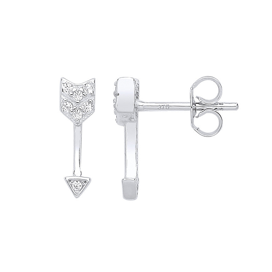 Silver Arrow Cubic Zirconia Studs - Silver