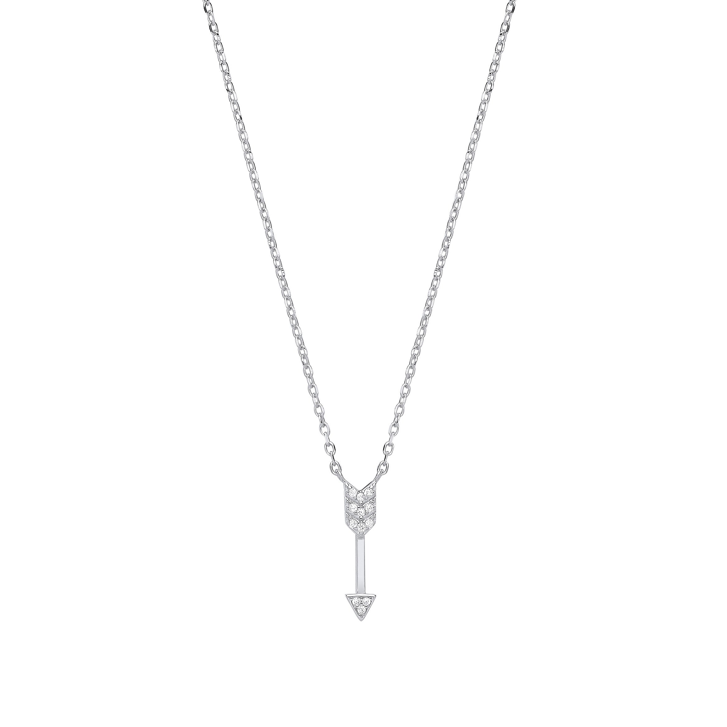Silver Arrow Drop Pendant Chain 16" - Silver