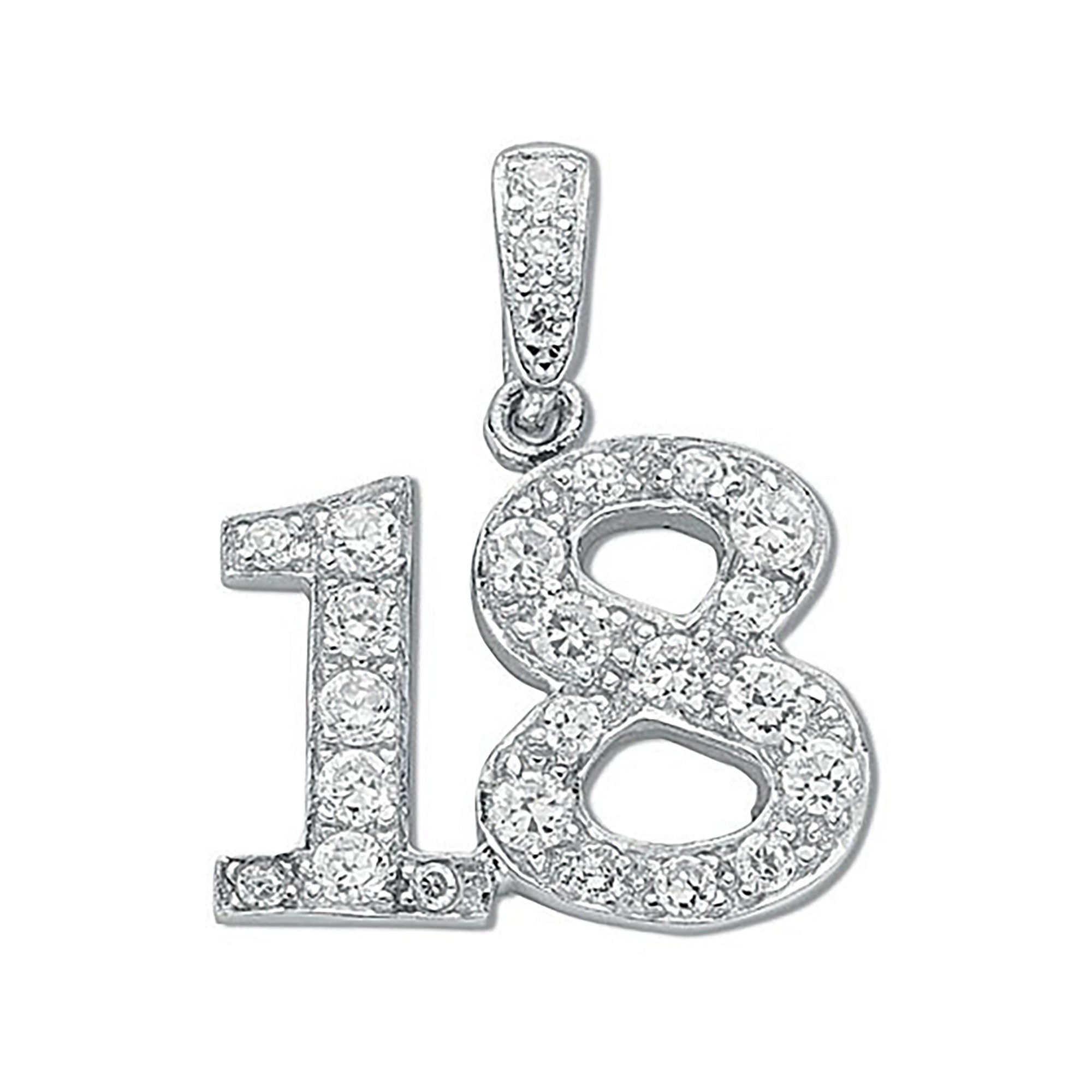 Silver Pave Set Cubic Zirconia 18 Drop Pendant - Silver