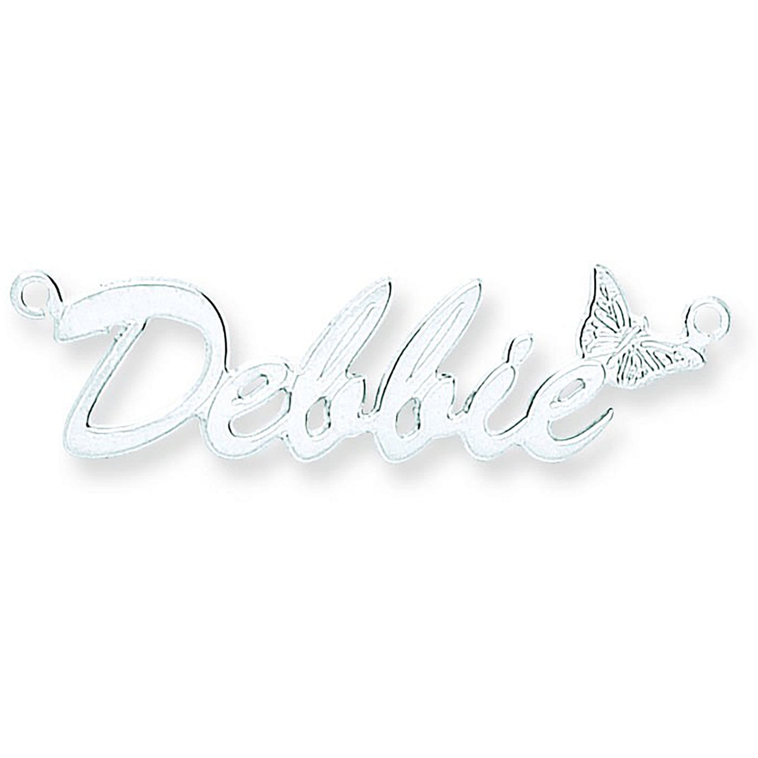 Silver Script Butterfly Nameplate with 16"/18"/20" chain - Silver