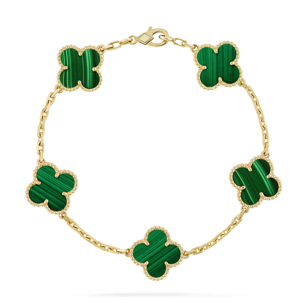 Van Cleef & Arpels Pulsera Vintage Alhambra 5 Motivos Malaquita Oro amarillo de 18 quilates