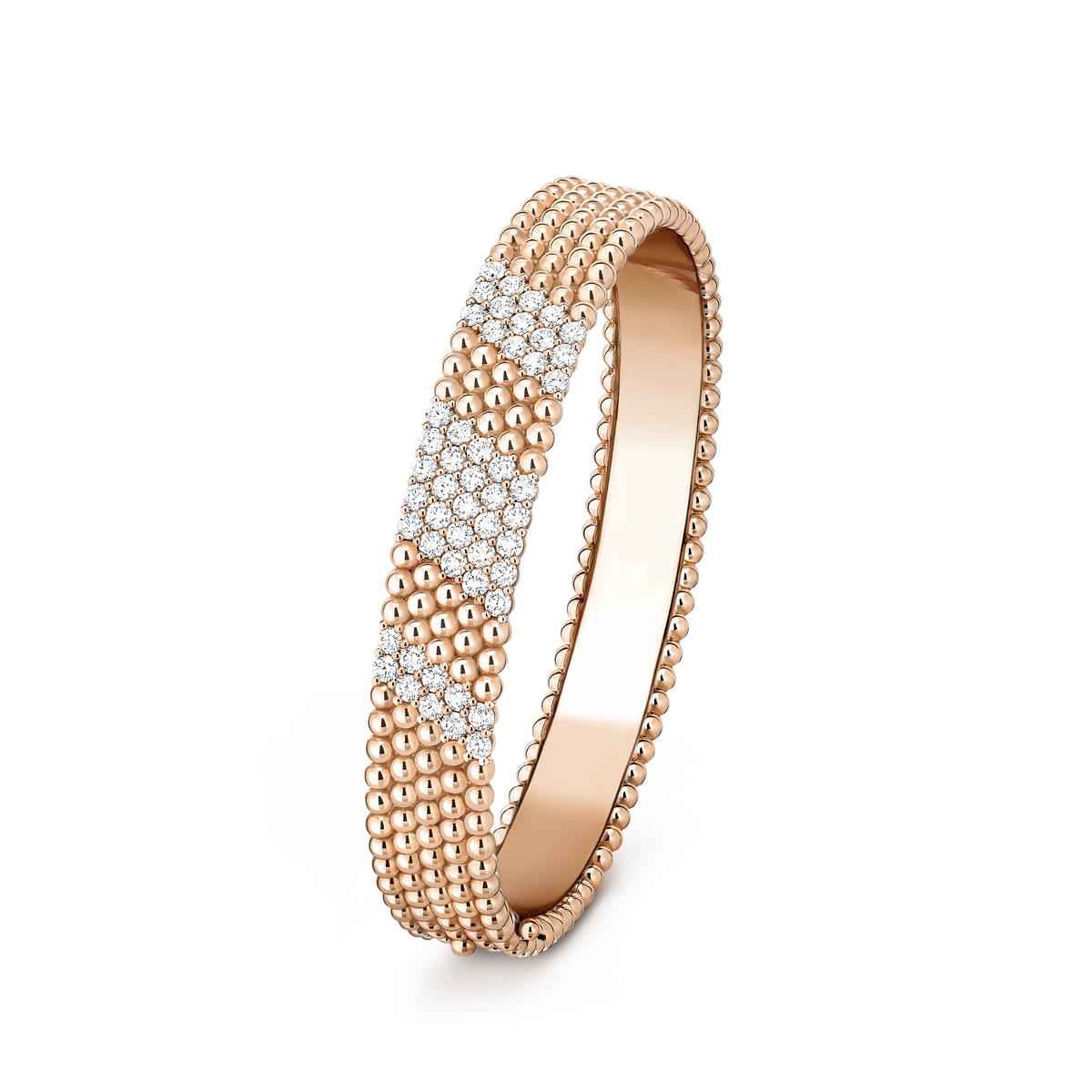 Van Cleef & Arpels Perlée 5 Rows Diamonds Medium Bracelet 18K Rose Gold
