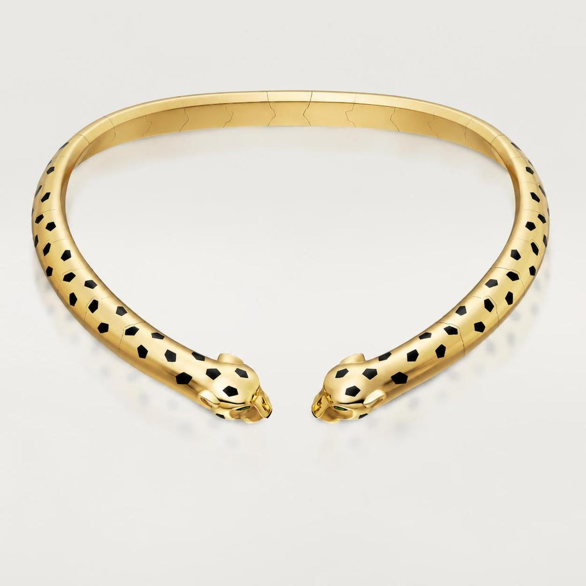Cartier Panthère de Cartier Torque Necklace Articulated Black Lacquer Onyx Tsavorite Garnets 18K Yellow Gold