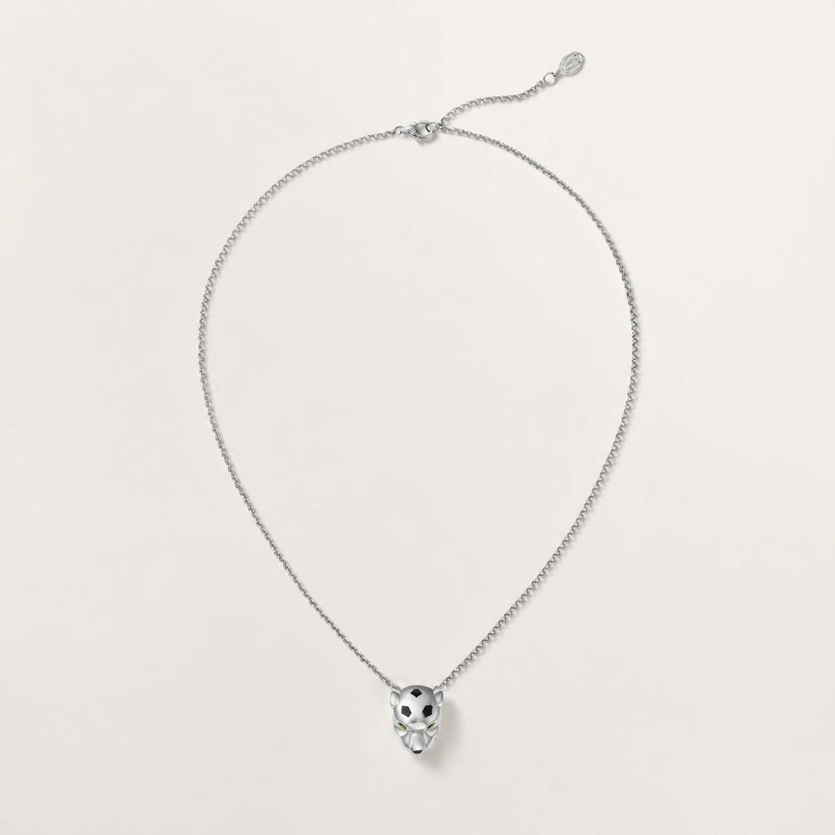 Cartier Panthère de Cartier Necklace Onyx Tsavorite Garnets Black Lacquer 18K White Gold