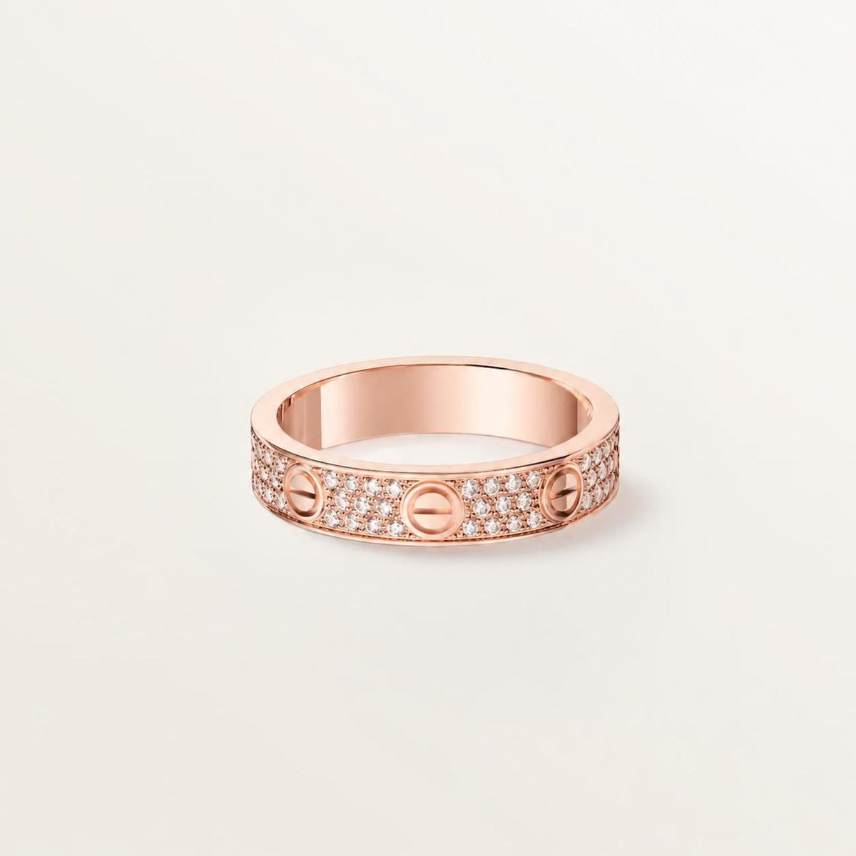 Cartier Love Ring Small Model Paved Diamonds 18K Rose Gold