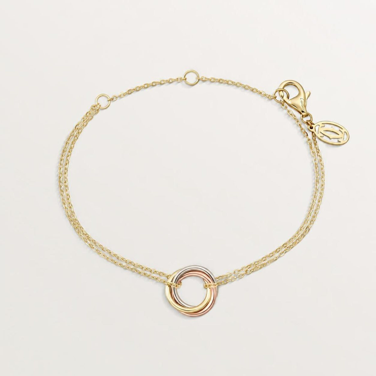 Cartier Trinity Bracelet on Chain 18K White, Yellow & Rose Gold