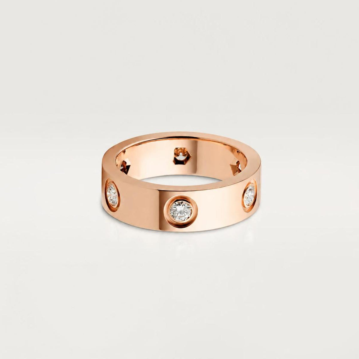 Cartier Love Ring Classic Model 6 Diamonds 18K Rose Gold