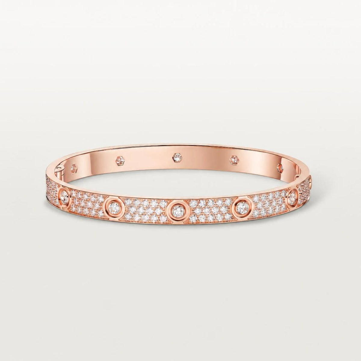 Cartier Love Bracelet Classic Model Paved 10 Diamonds 18K Rose Gold