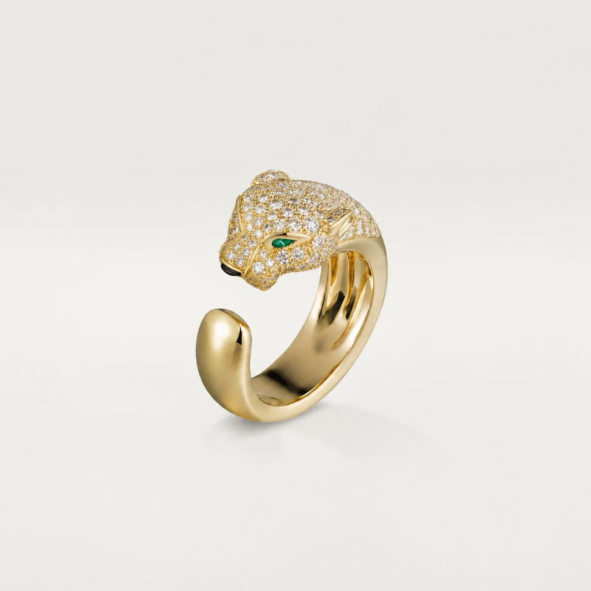 Cartier Panthère de Cartier Ring Medium Model Half-Paved 1.15 Ct Emeralds Onyx Diamonds 18K Yellow Gold
