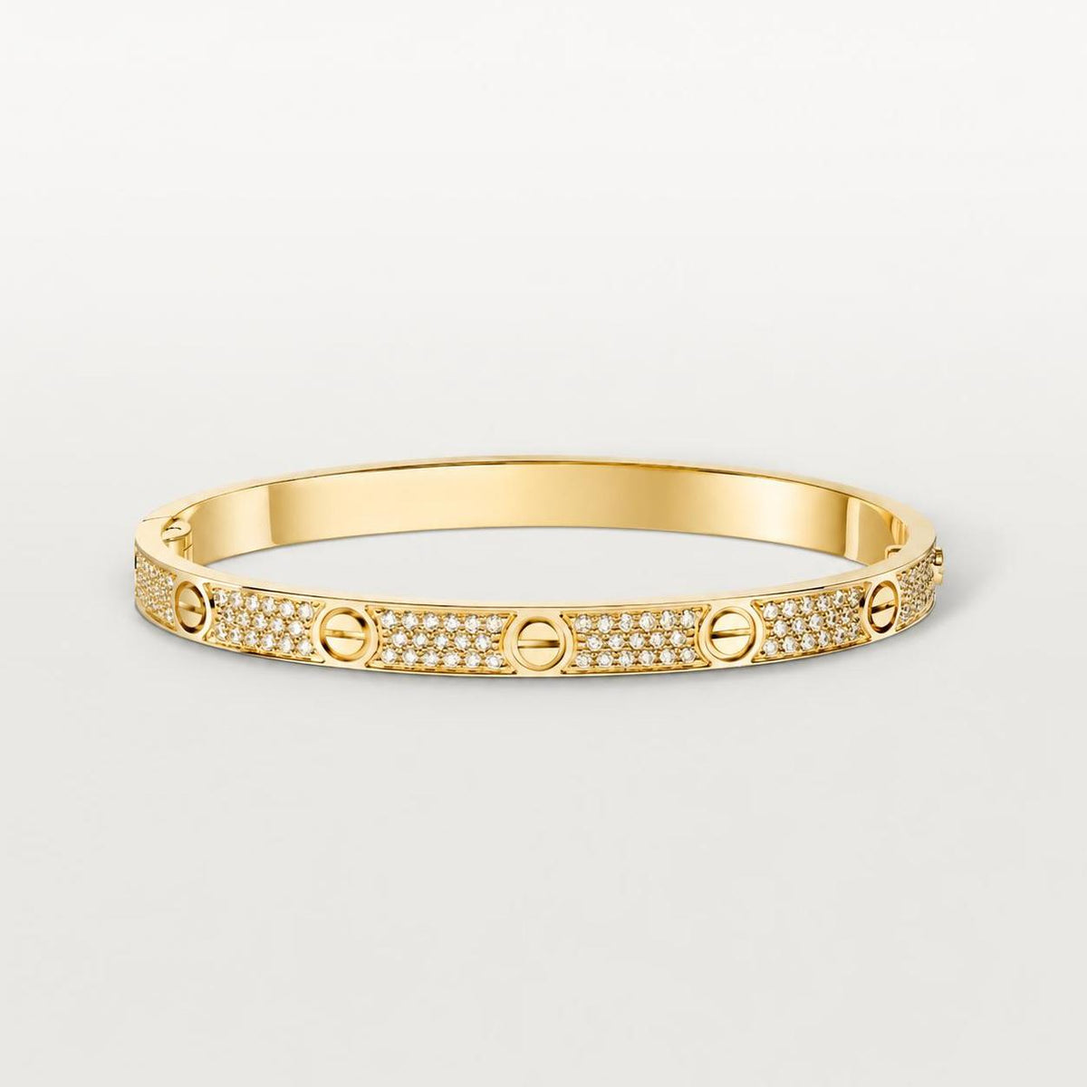 Cartier Love Bracelet Medium Model Paved Diamonds 18K Yellow Gold