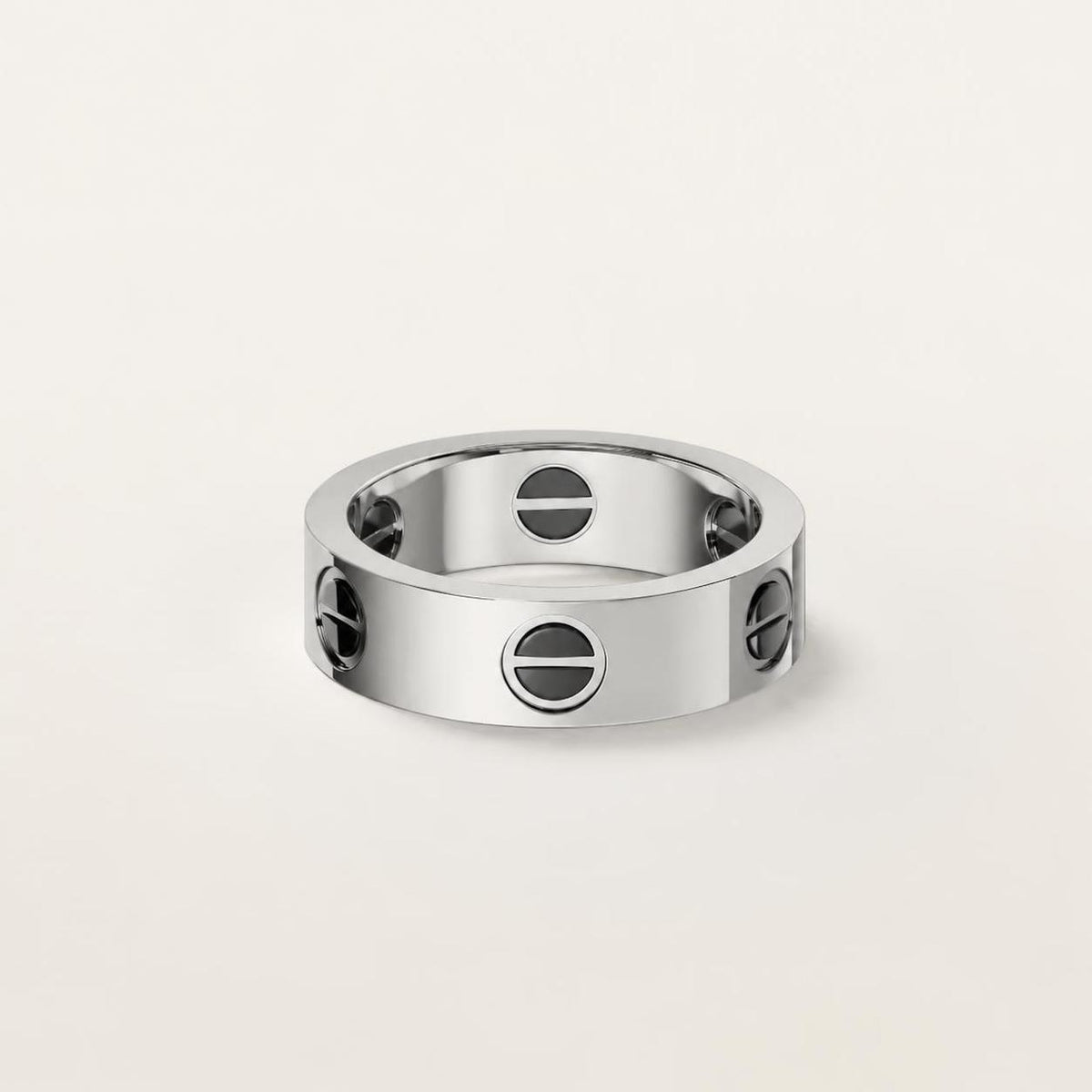 Cartier Love Ring Classic Model Black Ceramic 18K White Gold