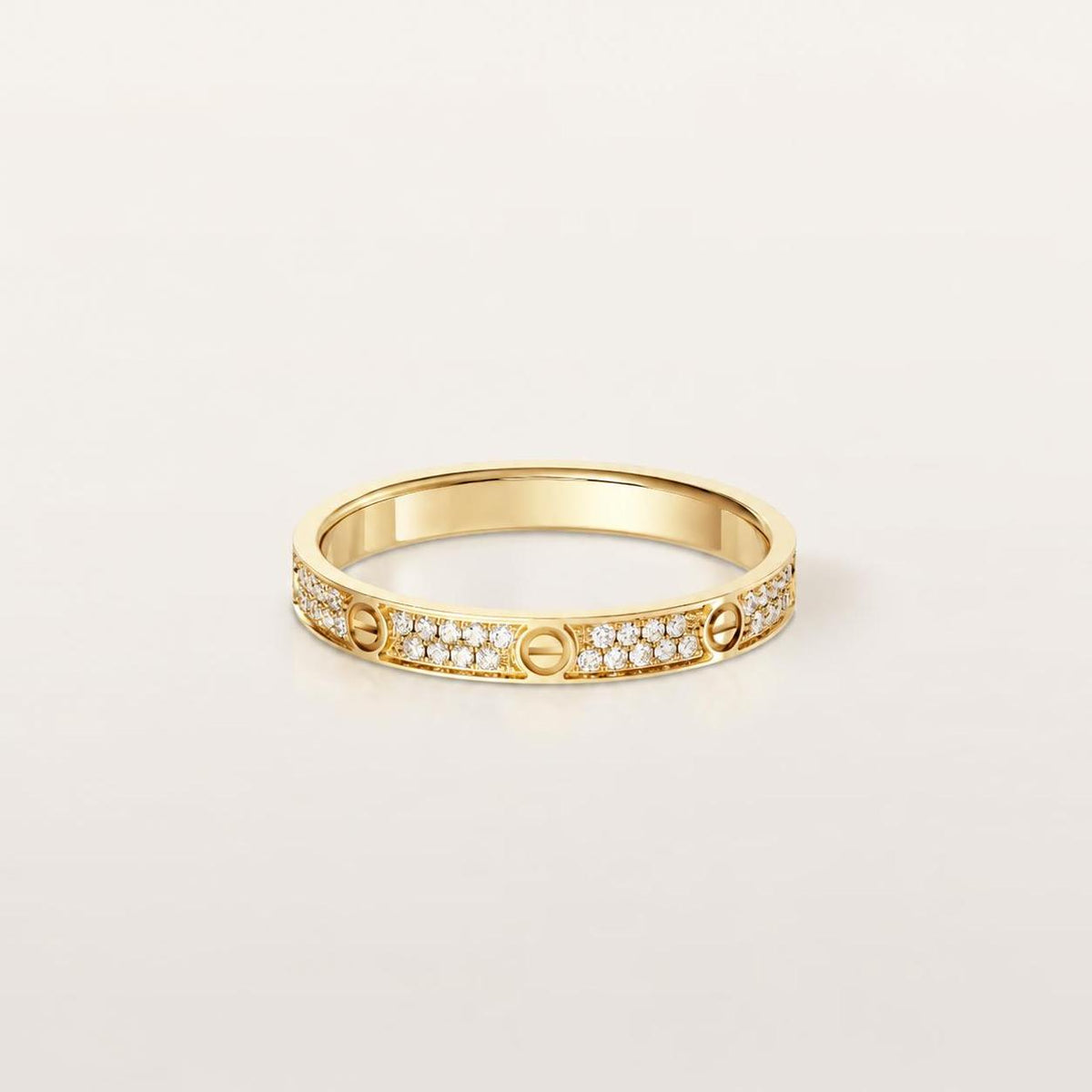 Cartier Love Ring Mini Model Paved Diamonds 18K Yellow Gold