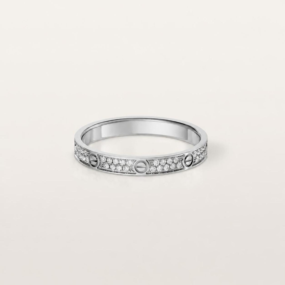 Cartier Love Ring Mini Model Paved Diamonds 18K White Gold